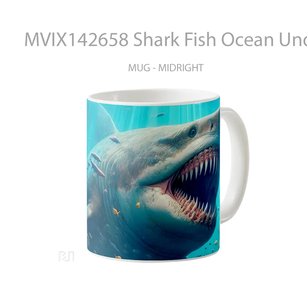 Mug Shark Fish Ocean Underwater Gelas Pemandangan Alam - All-side / Desain