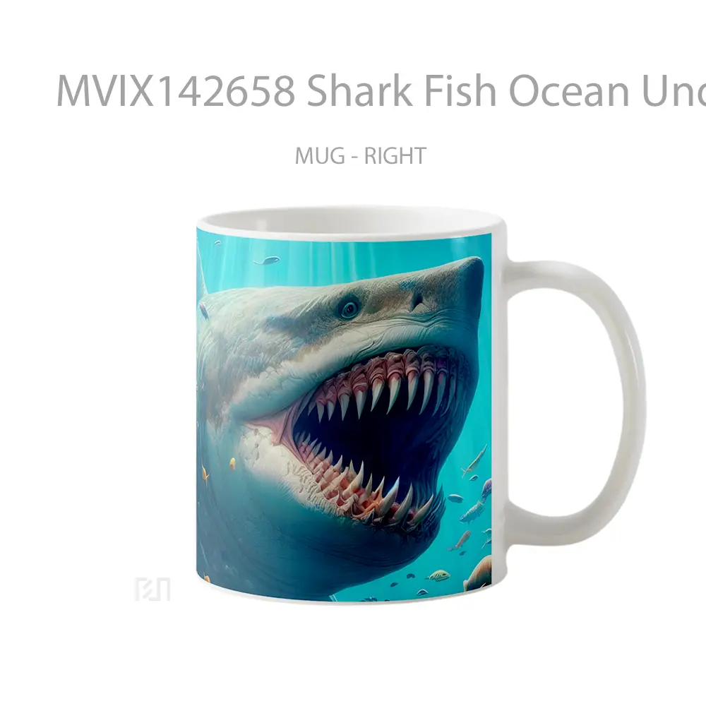 Mug Shark Fish Ocean Underwater Gelas Pemandangan Alam - All-side / Desain