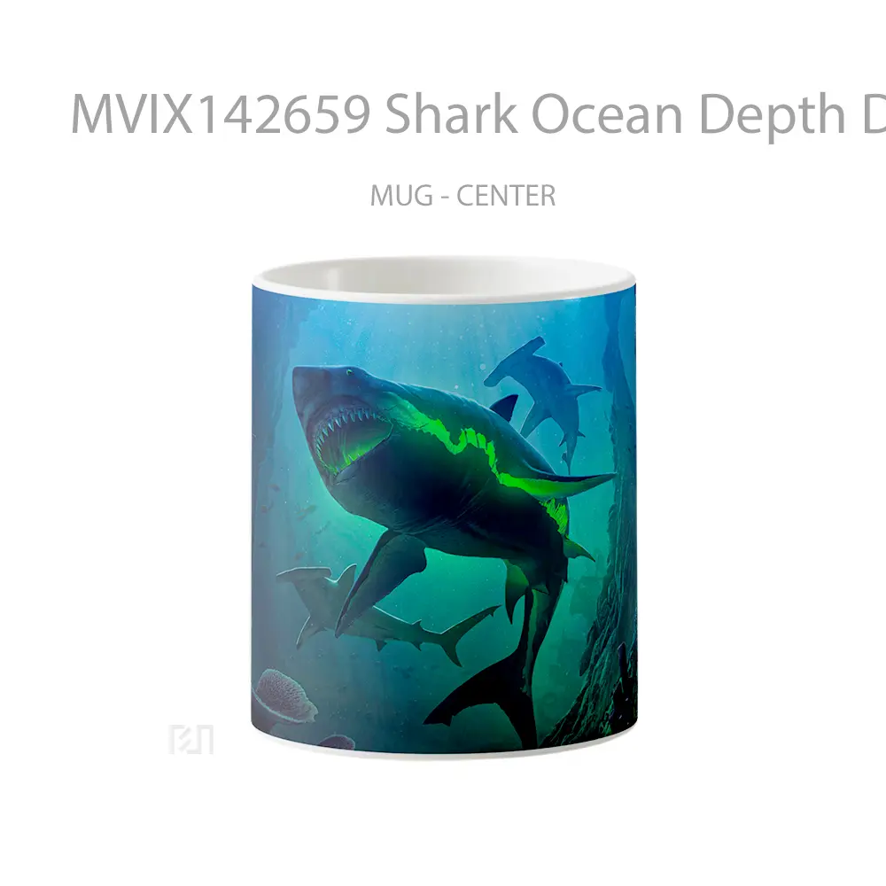 Mug Shark Ocean Depth Digital Art Gelas Pemandangan Alam