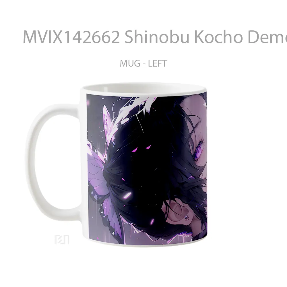 Mug Shinobu Kocho Demon Slayer Insect Hashira Gelas Keramik Unik - All-side / Desain