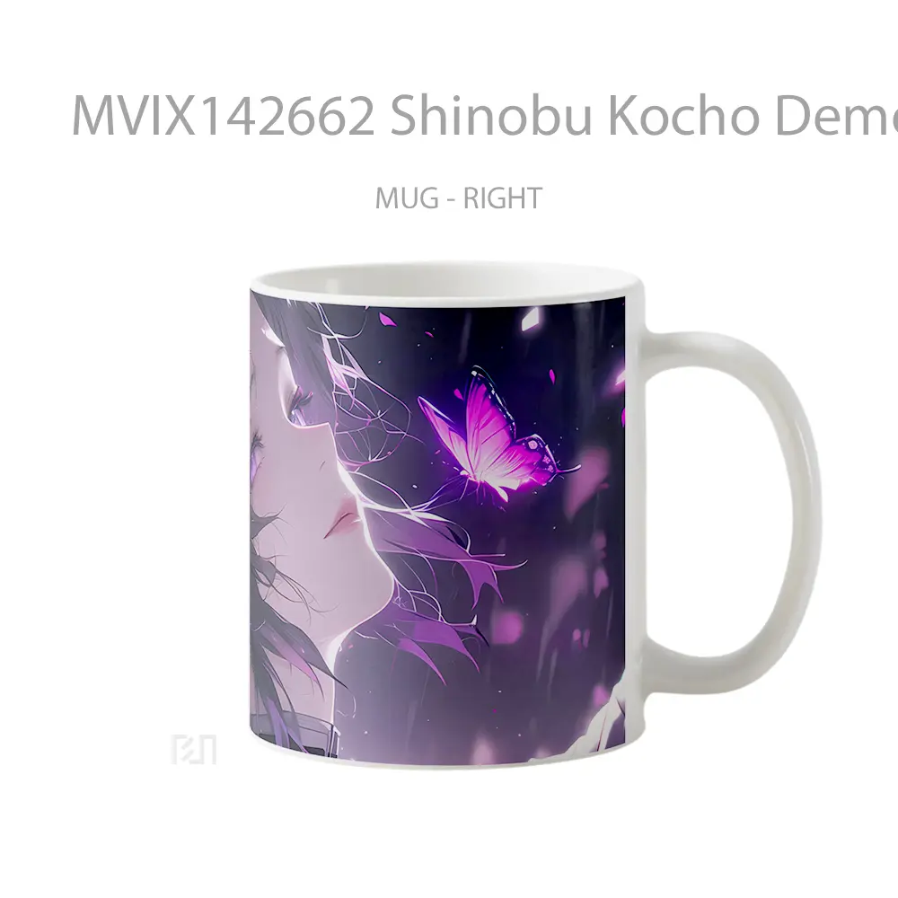 Mug Shinobu Kocho Demon Slayer Insect Hashira Gelas Keramik Unik - All-side / Desain