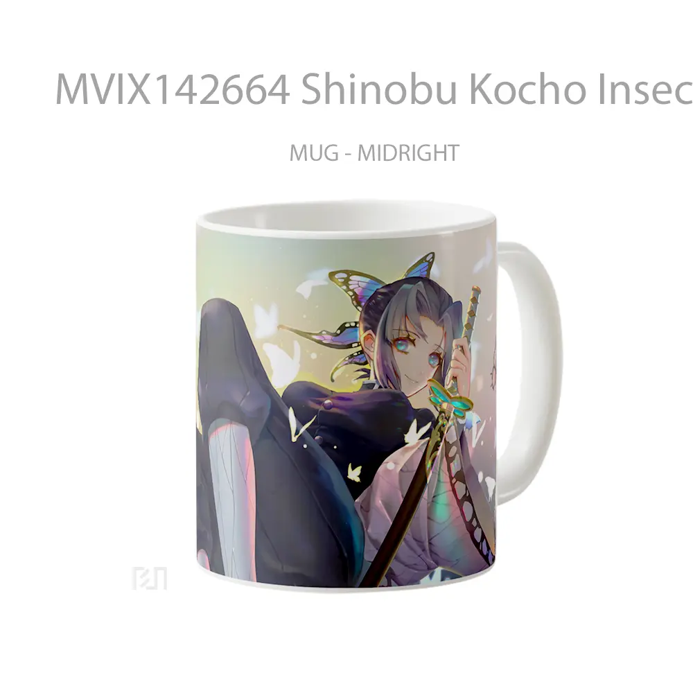Mug Shinobu Kocho Insect Hashira Demon Slayer Gelas Keramik Unik - All-side / Desain