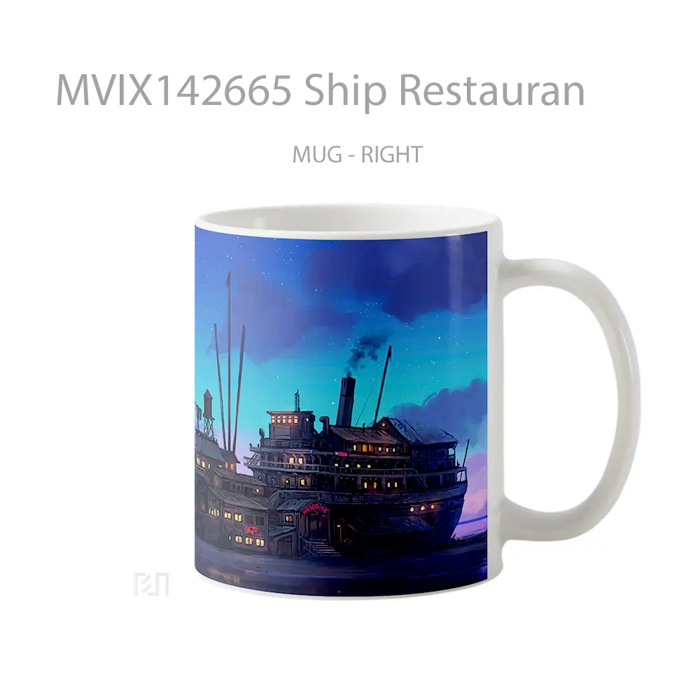 Mug Ship Restauran Gelas Keramik Unik - All-side / Desain