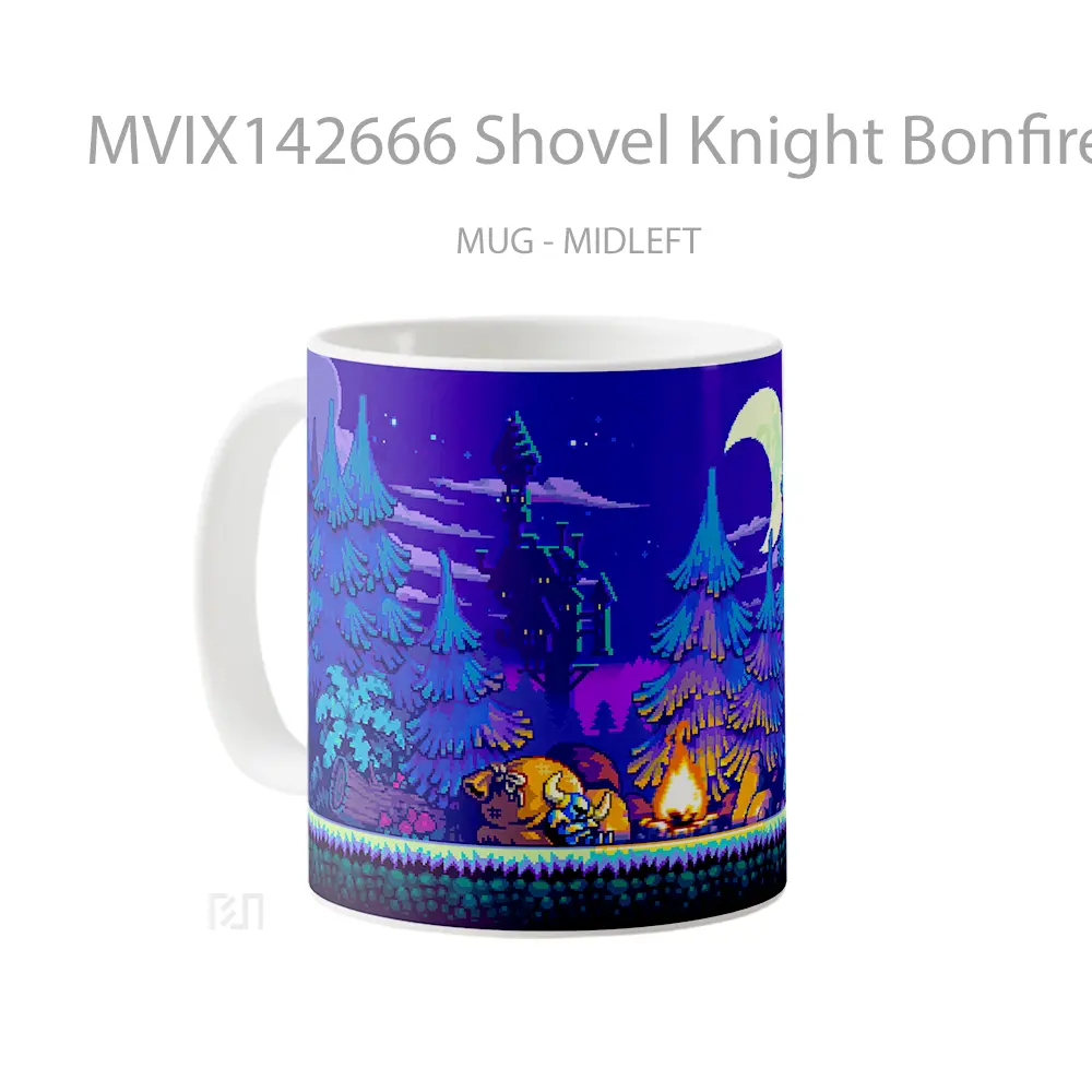 Mug Shovel Knight Bonfire Pixel Art Gelas Keramik Unik - All-side / Desain