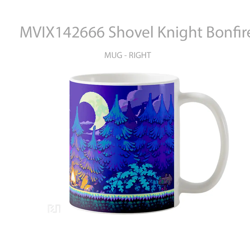 Mug Shovel Knight Bonfire Pixel Art Gelas Keramik Unik - All-side / Desain