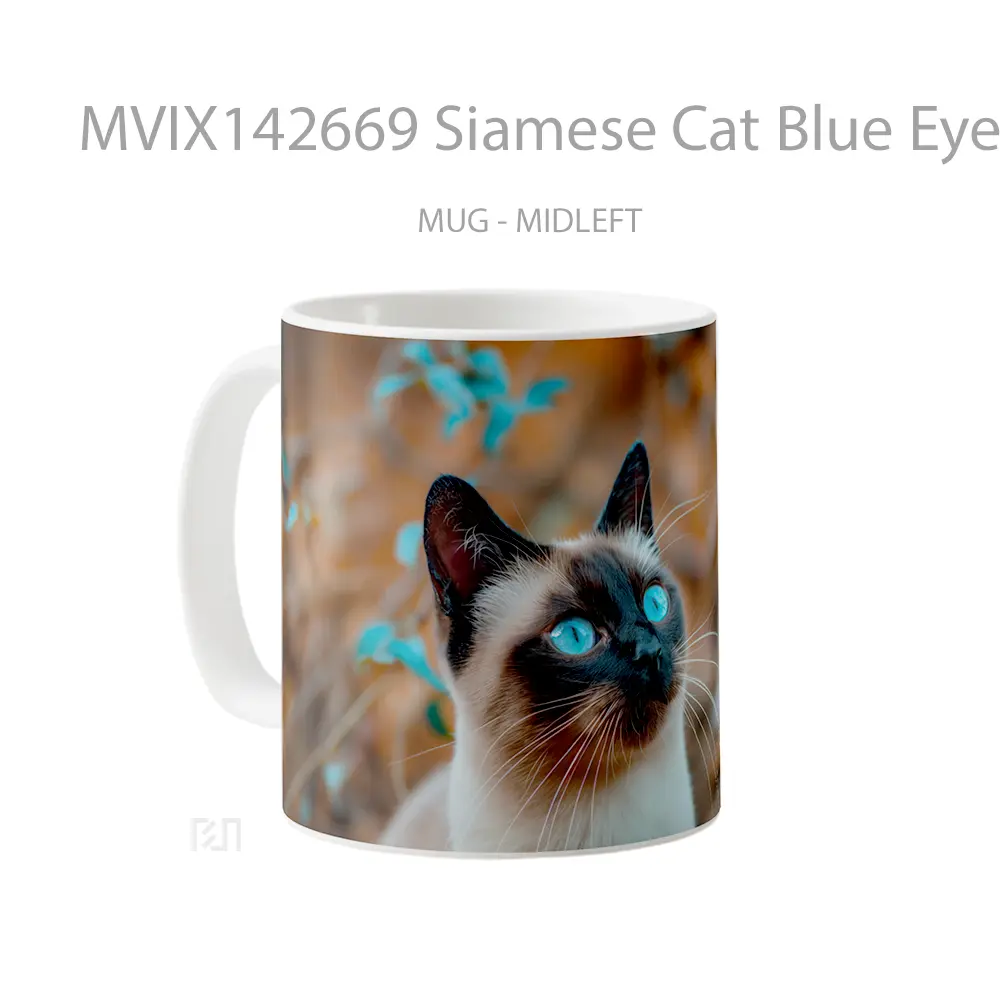 Mug Siamese Cat Blue Eyes Animal Gelas Hewan Lucu - All-side / Desain