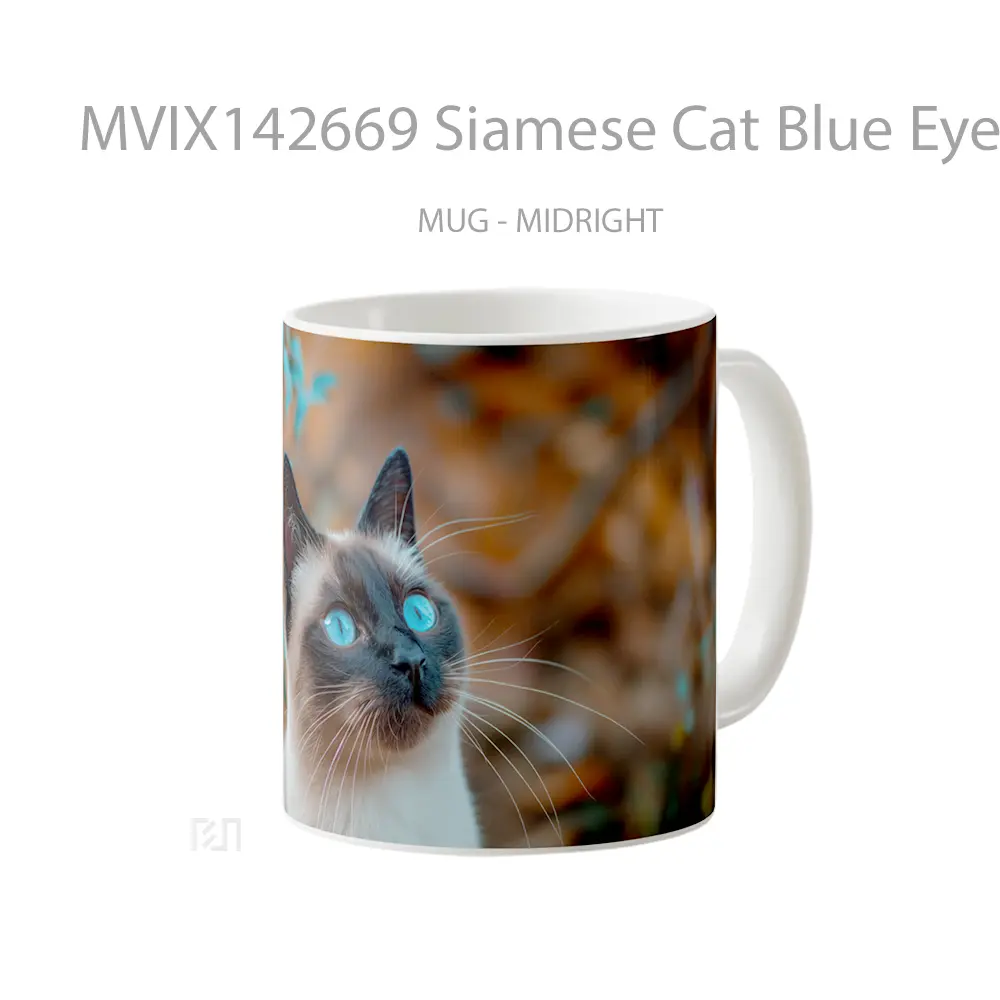 Mug Siamese Cat Blue Eyes Animal Gelas Hewan Lucu - All-side / Desain