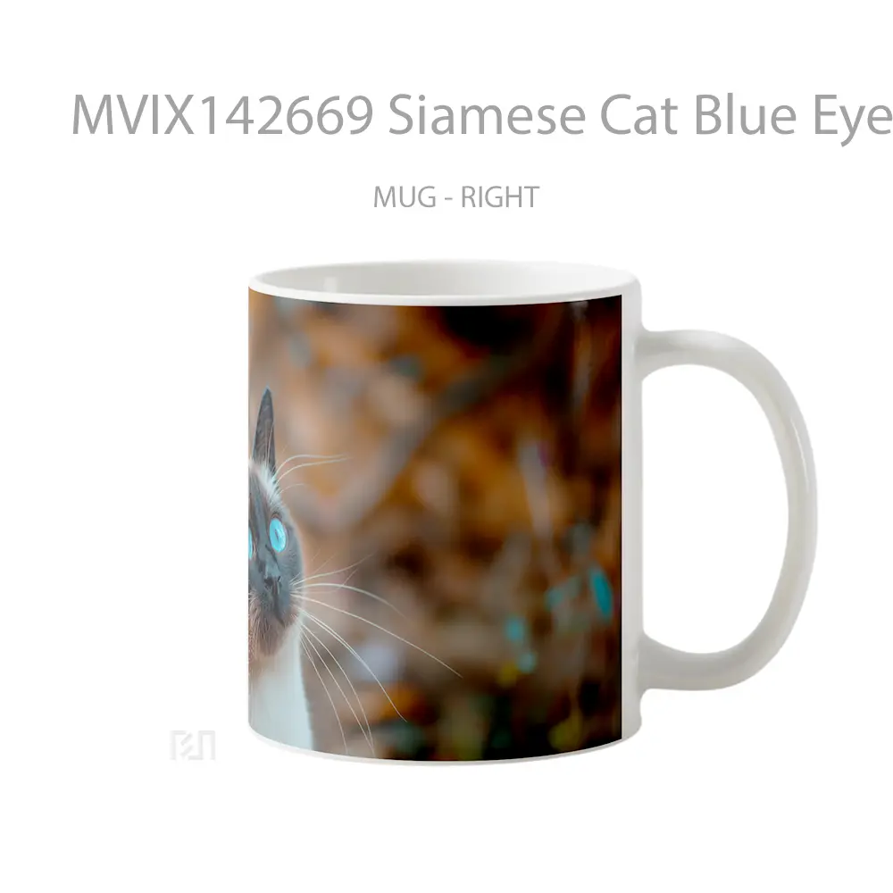 Mug Siamese Cat Blue Eyes Animal Gelas Hewan Lucu - All-side / Desain