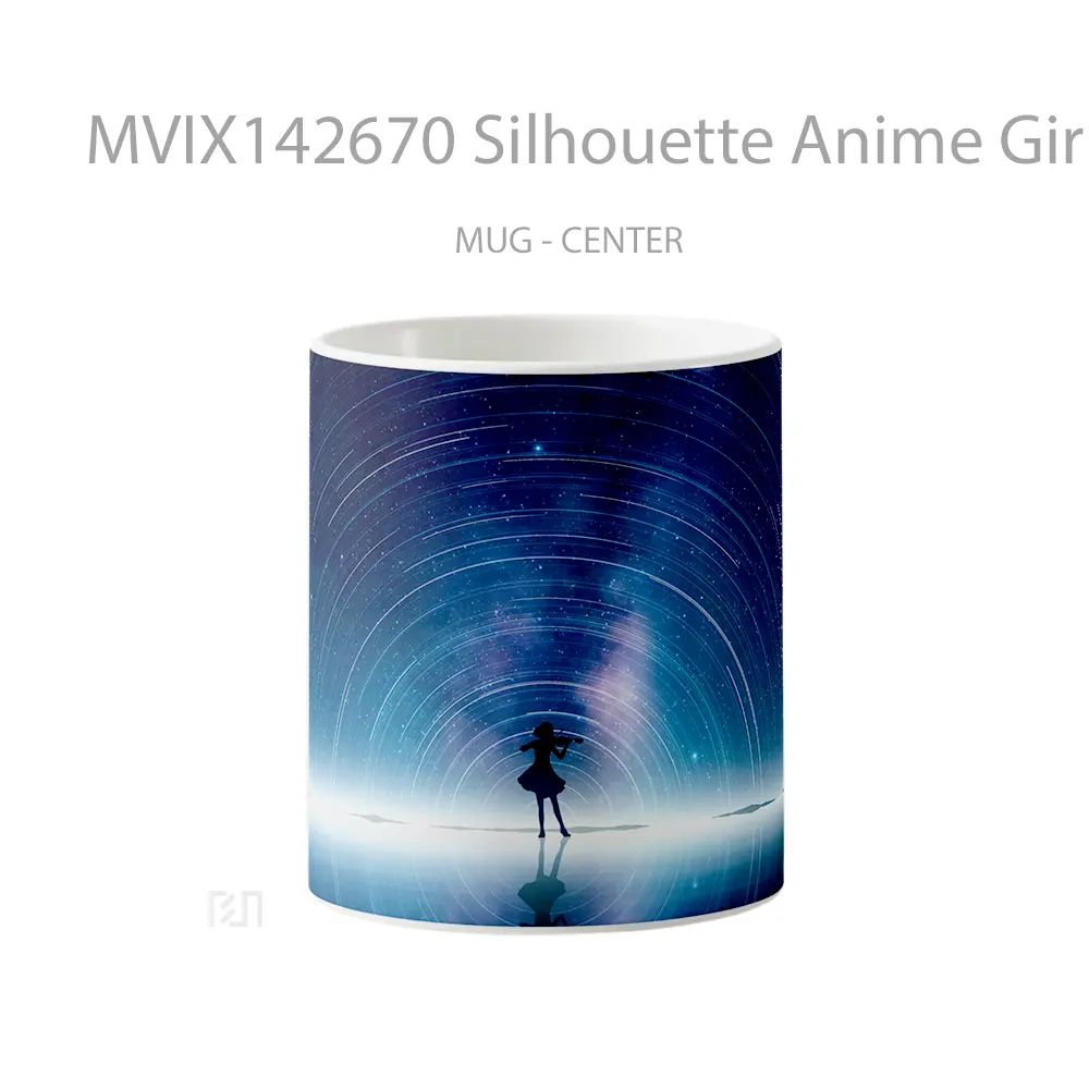 Mug Silhouette Anime Girl Horizon Scener Cangkir Anime