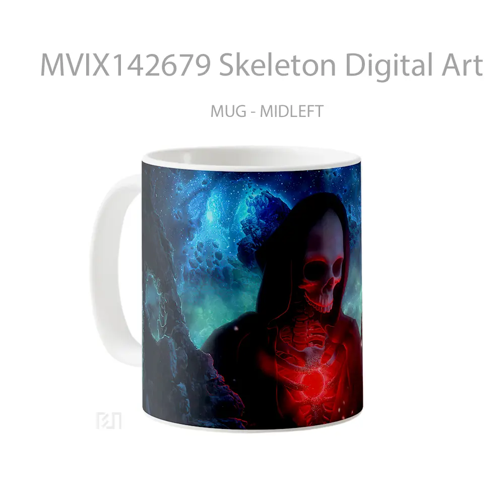 Mug Skeleton Digital Art Gelas Keramik Unik - All-side / Desain