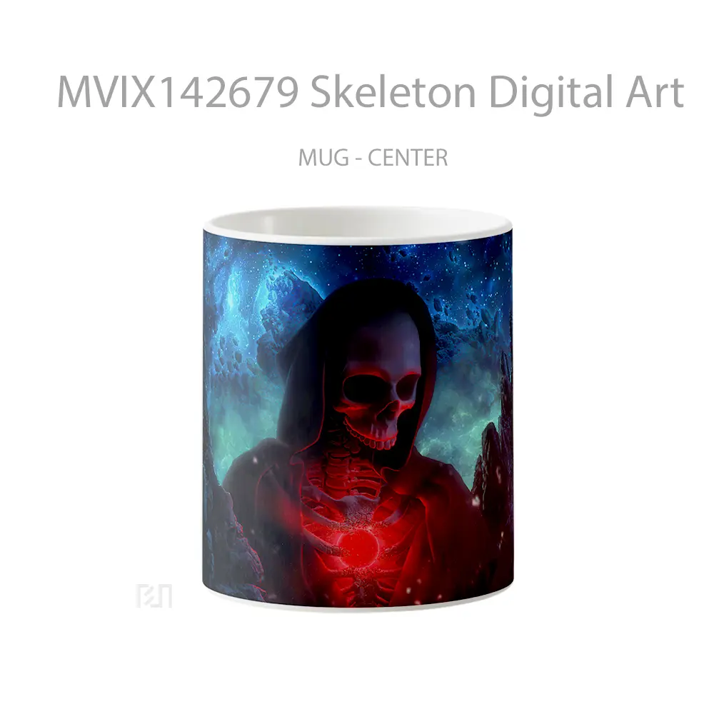 Mug Skeleton Digital Art Gelas Keramik Unik