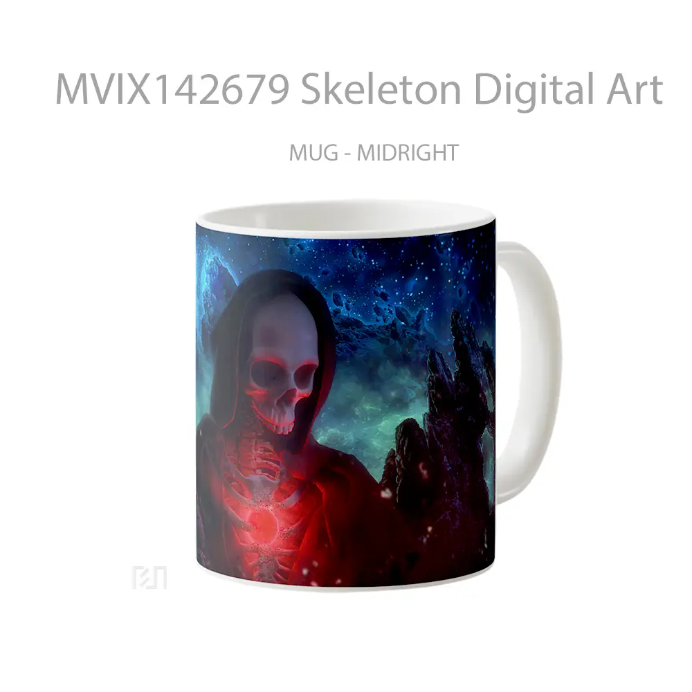 Mug Skeleton Digital Art Gelas Keramik Unik - All-side / Desain