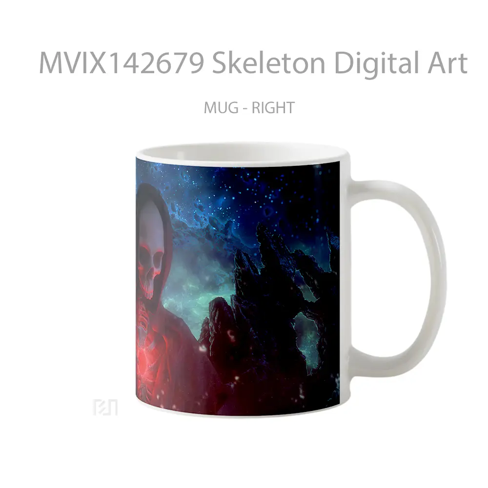 Mug Skeleton Digital Art Gelas Keramik Unik - All-side / Desain