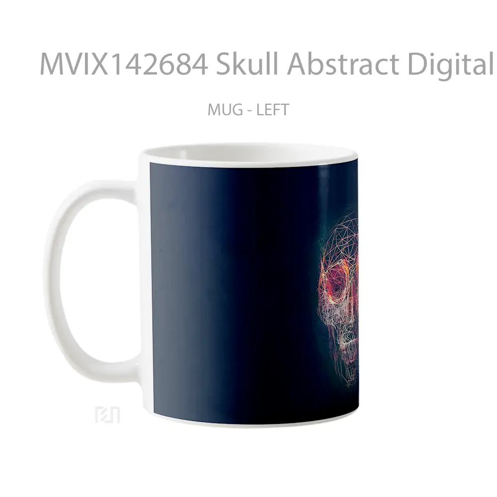 Mug Skull Abstract Digital Art Wallpaper Gelas Keramik Unik - All-side / Desain