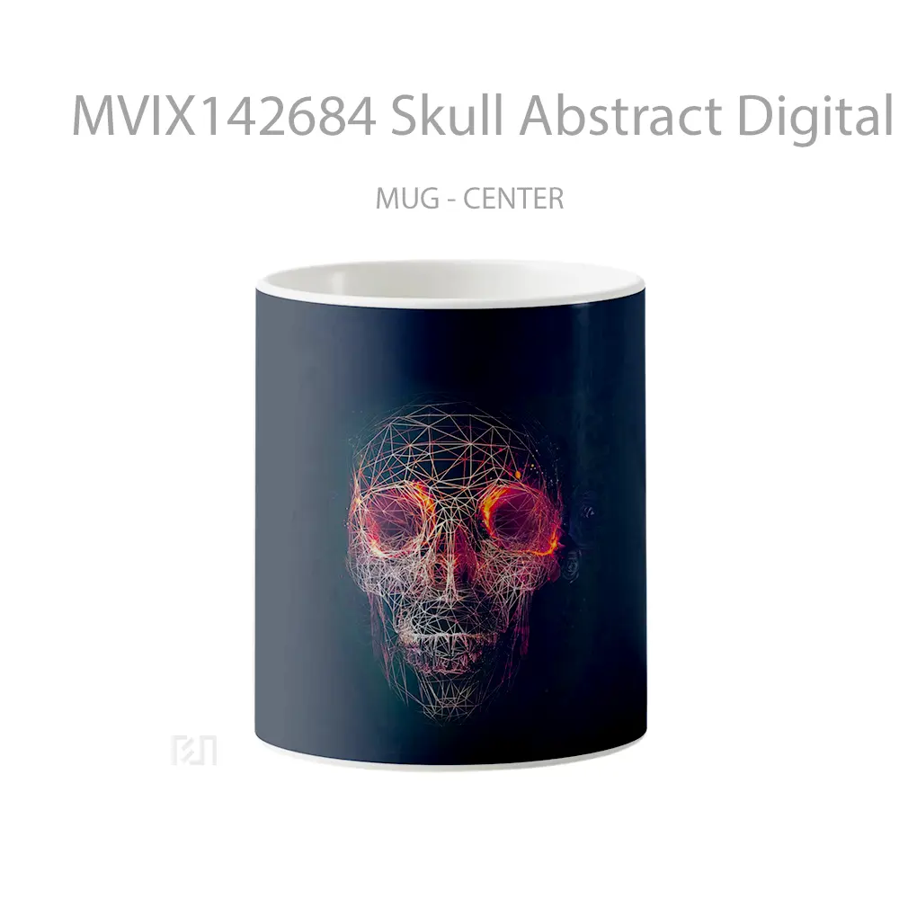 Mug Skull Abstract Digital Art Wallpaper Gelas Keramik Unik