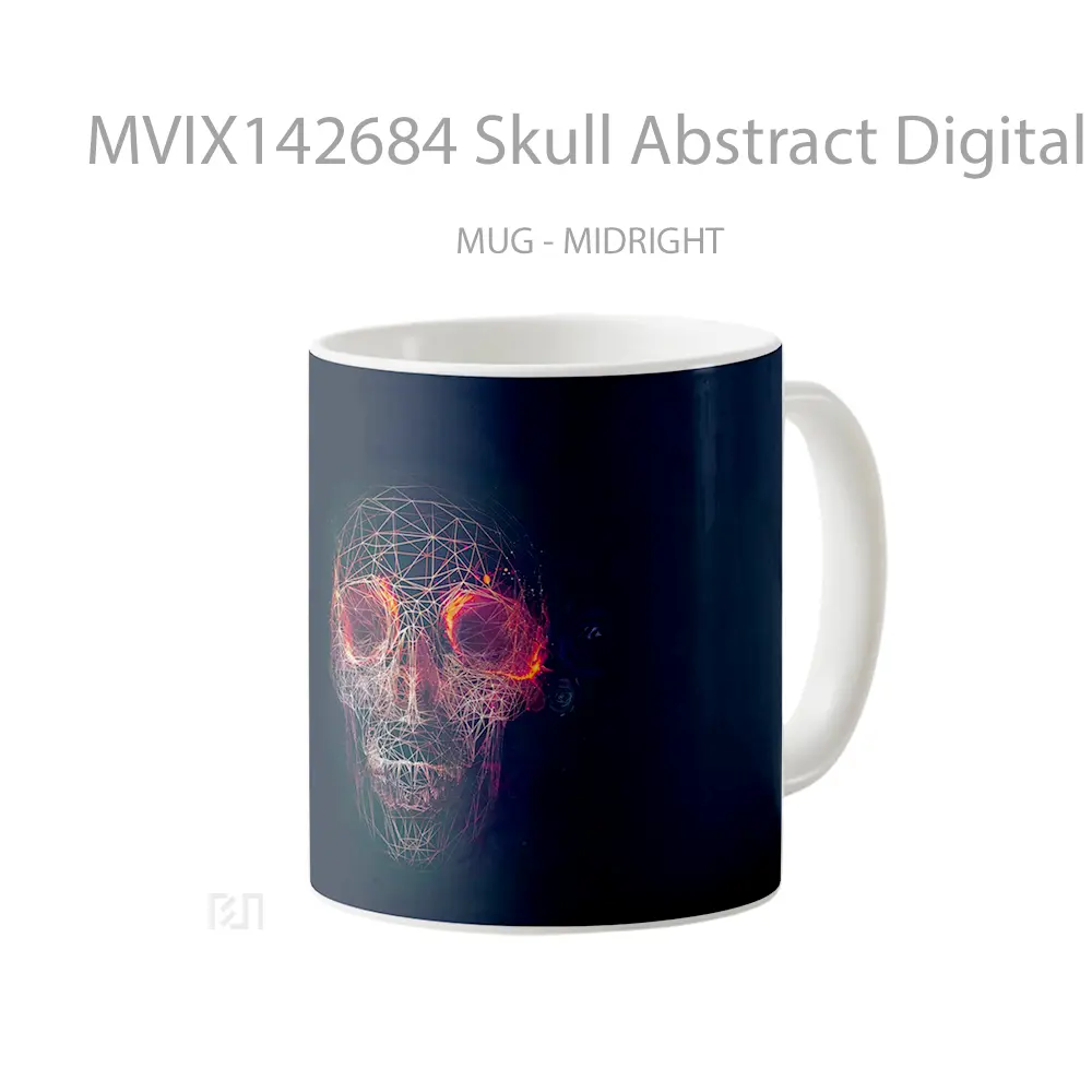 Mug Skull Abstract Digital Art Wallpaper Gelas Keramik Unik - All-side / Desain