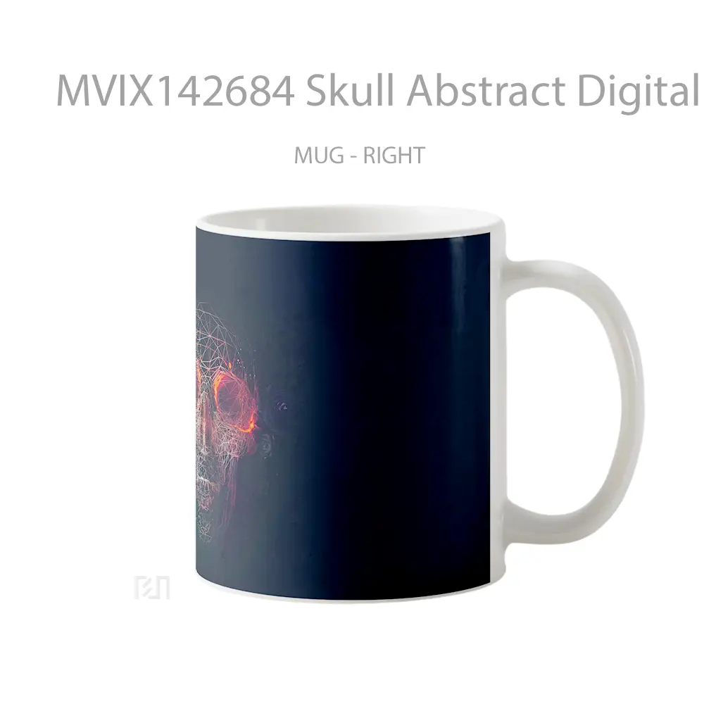 Mug Skull Abstract Digital Art Wallpaper Gelas Keramik Unik - All-side / Desain