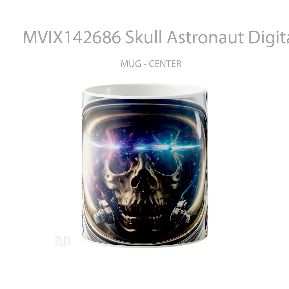 Mug Skull Astronaut Digital Art Gelas Keramik Unik