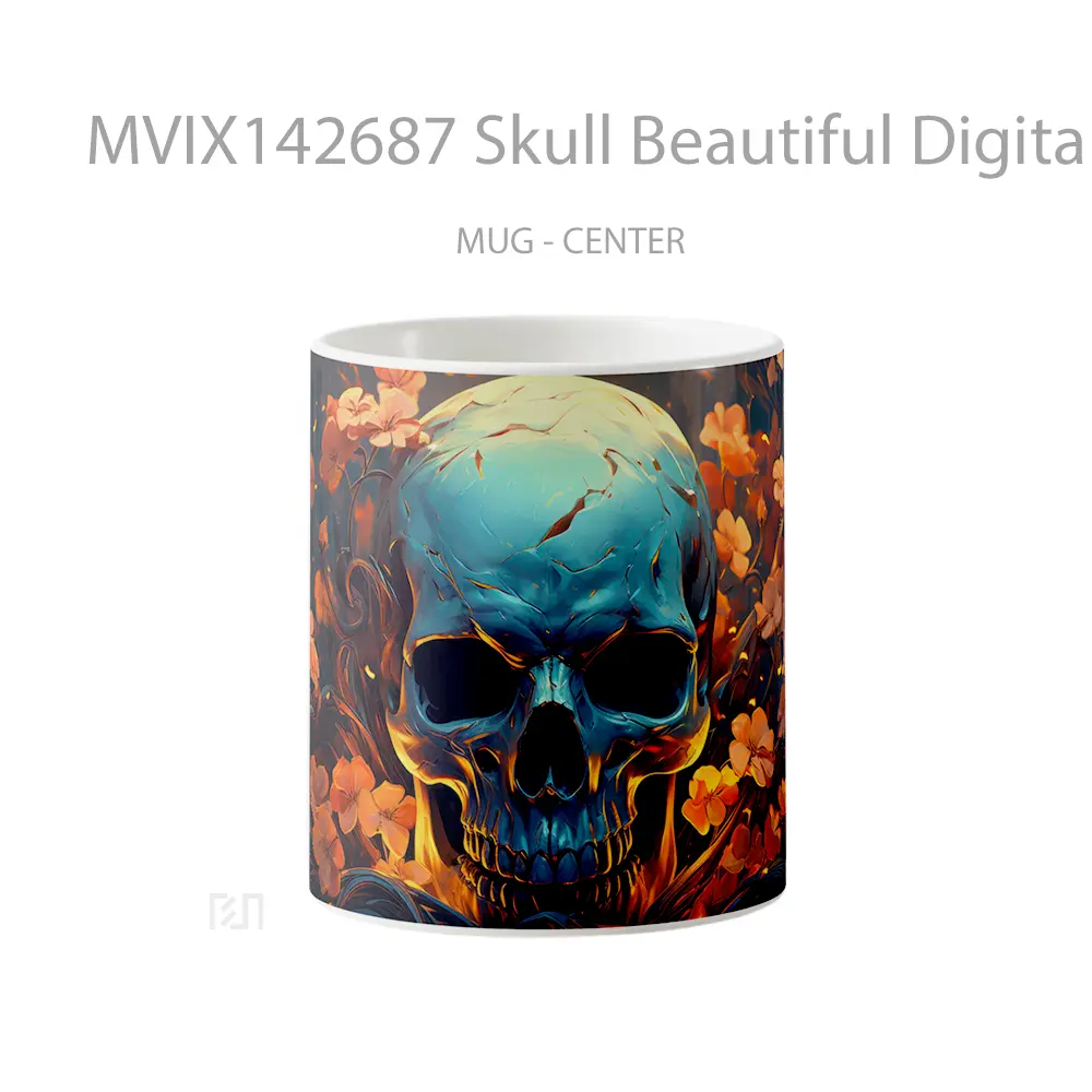 Mug Skull Beautiful Digital Art Gelas Keramik Unik
