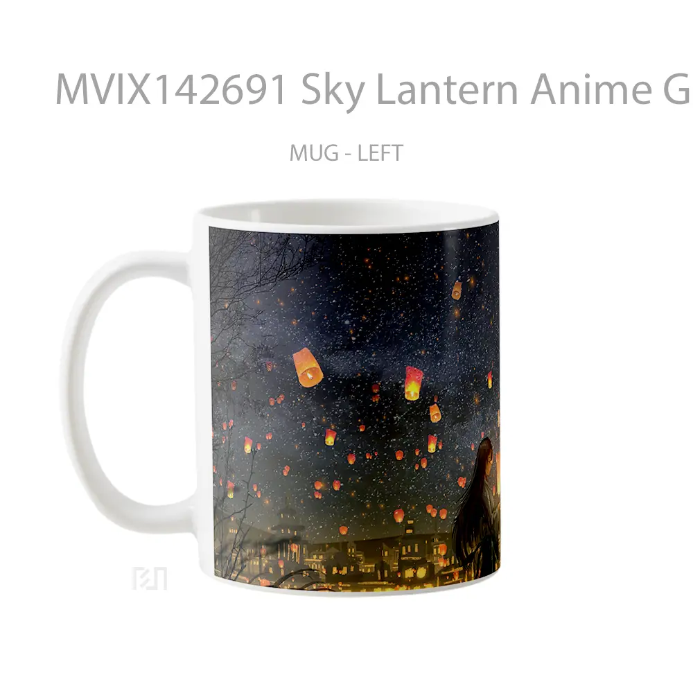 Mug Sky Lantern Anime Girl Cangkir Anime - All-side / Desain