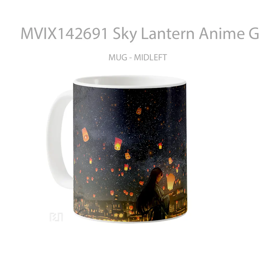 Mug Sky Lantern Anime Girl Cangkir Anime - All-side / Desain