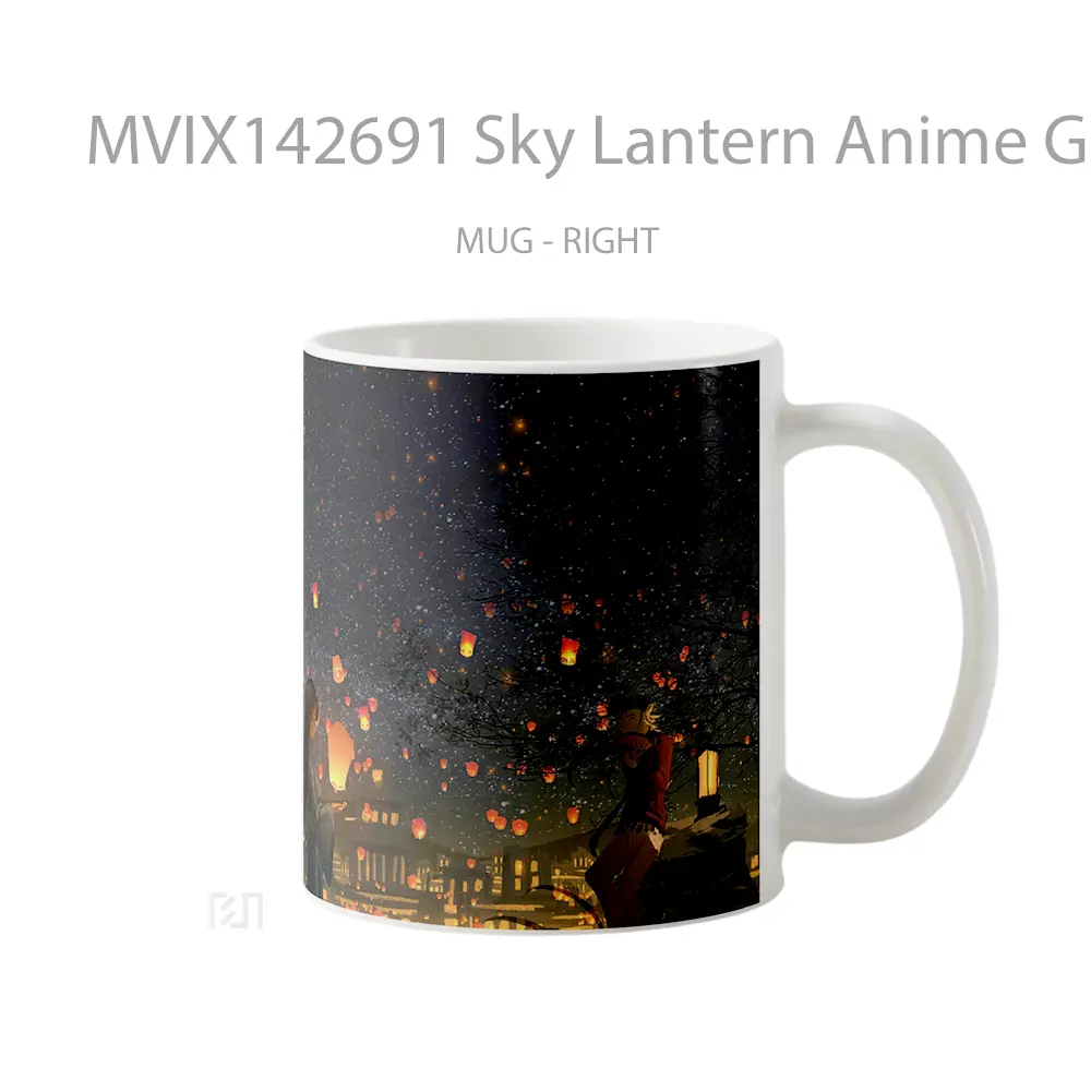 Mug Sky Lantern Anime Girl Cangkir Anime - All-side / Desain