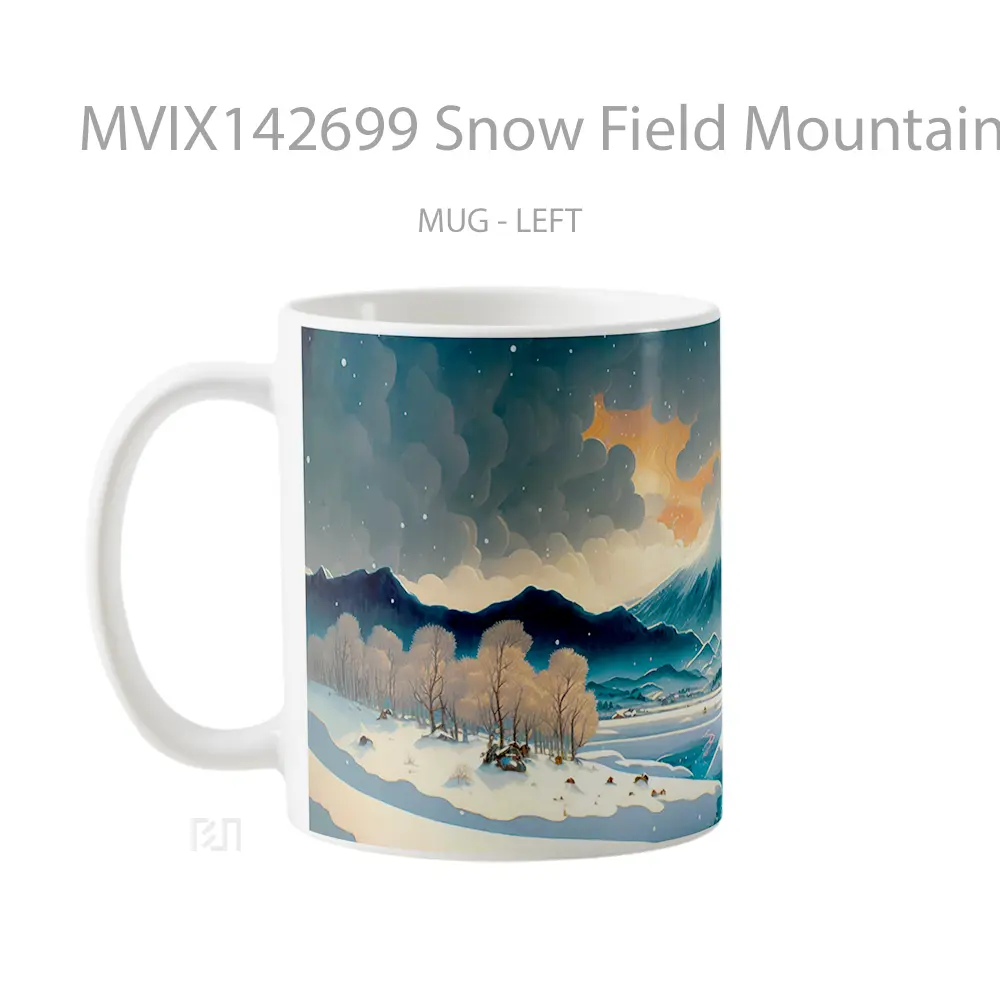 Mug Snow Field Mountain Sky Clouds Scenery Digital Art Gelas Pemandangan Alam - All-side / Desain