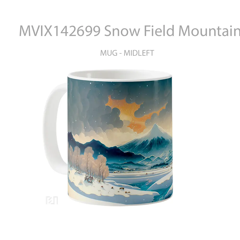 Mug Snow Field Mountain Sky Clouds Scenery Digital Art Gelas Pemandangan Alam - All-side / Desain