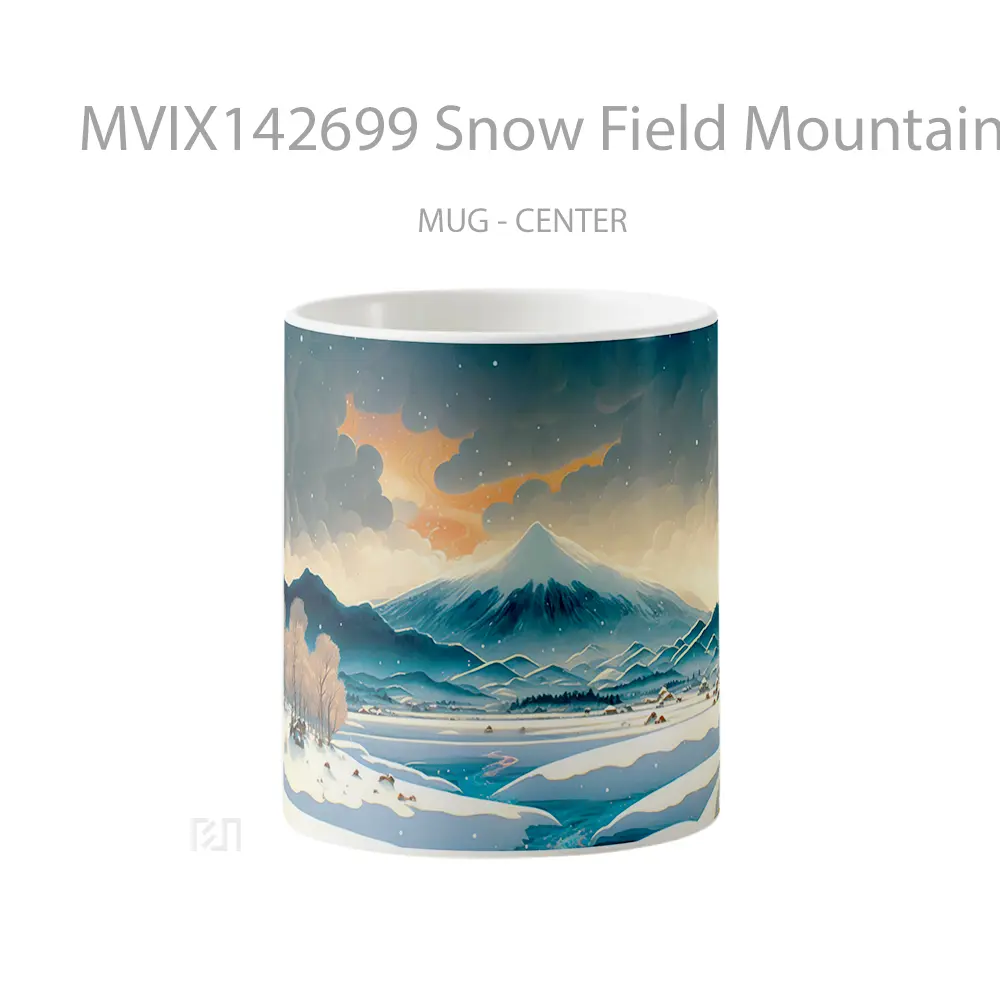 Mug Snow Field Mountain Sky Clouds Scenery Digital Art Gelas Pemandangan Alam
