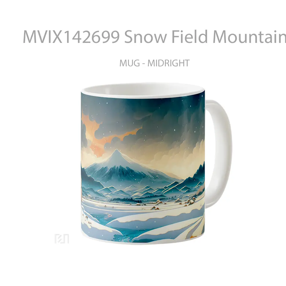 Mug Snow Field Mountain Sky Clouds Scenery Digital Art Gelas Pemandangan Alam - All-side / Desain