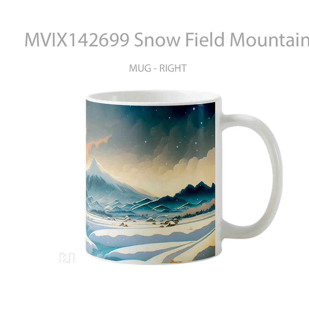 Mug Snow Field Mountain Sky Clouds Scenery Digital Art Gelas Pemandangan Alam - All-side / Desain