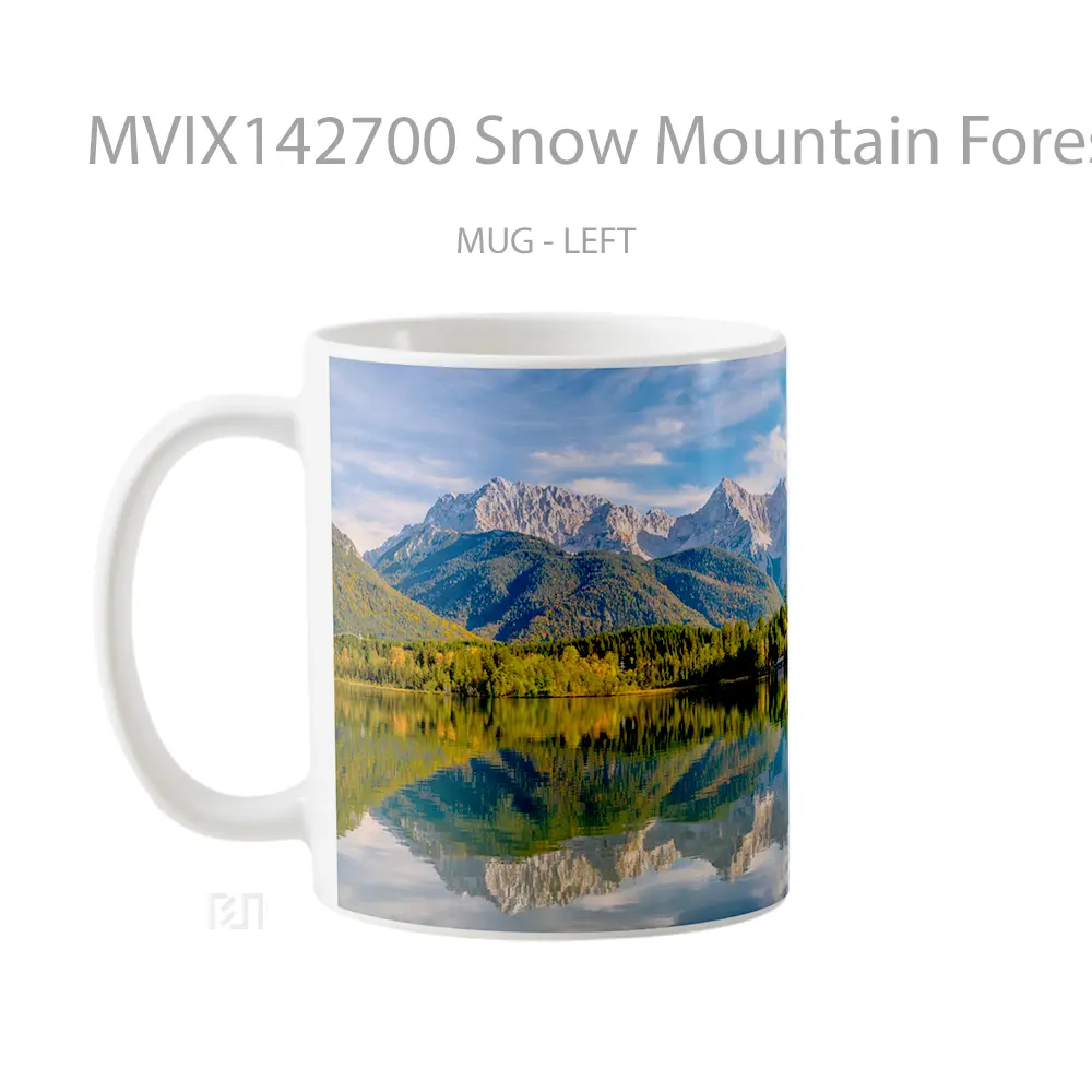 Mug Snow Mountain Forest Nature Lake Reflection Scenery Gelas Pemandangan Alam - All-side / Desain