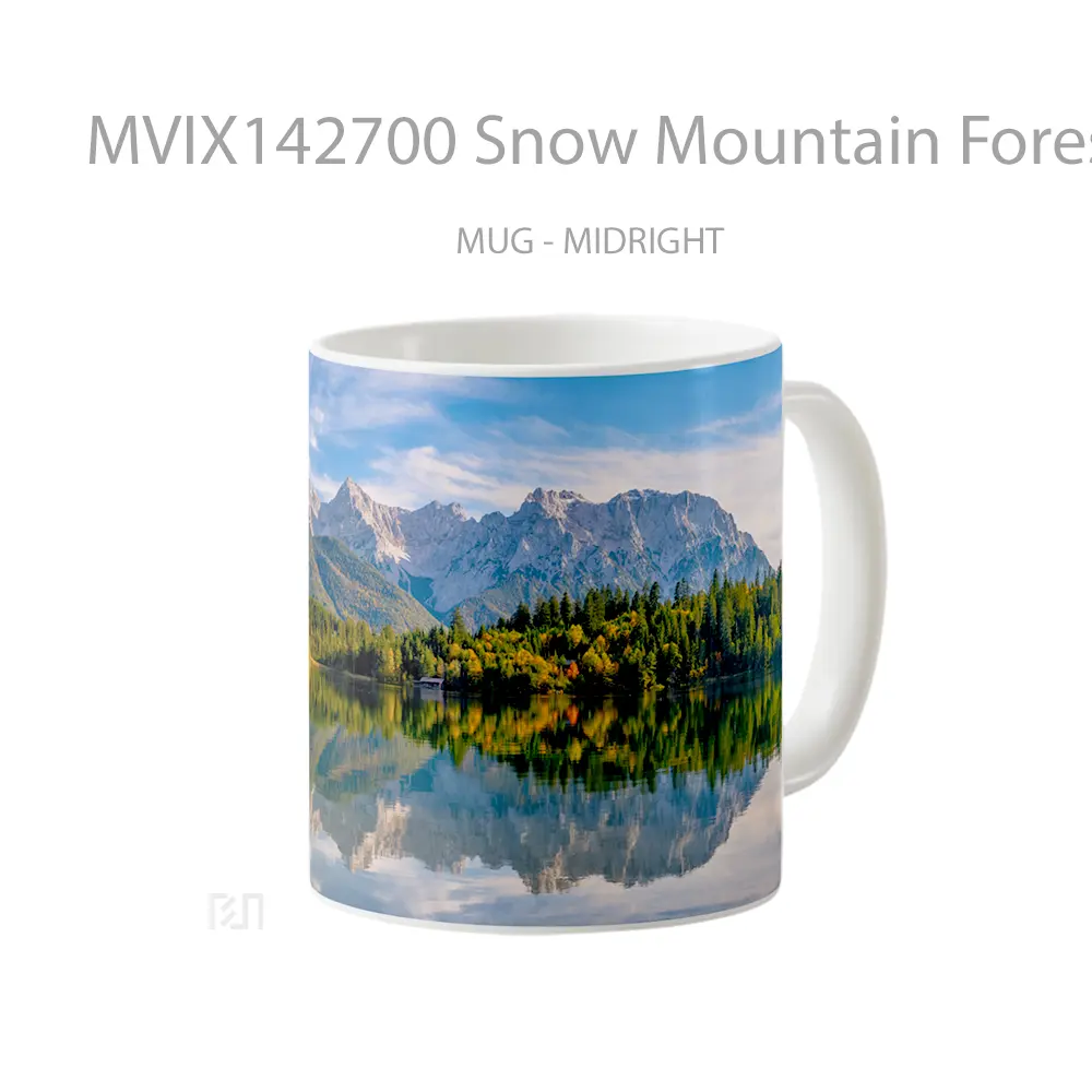 Mug Snow Mountain Forest Nature Lake Reflection Scenery Gelas Pemandangan Alam - All-side / Desain