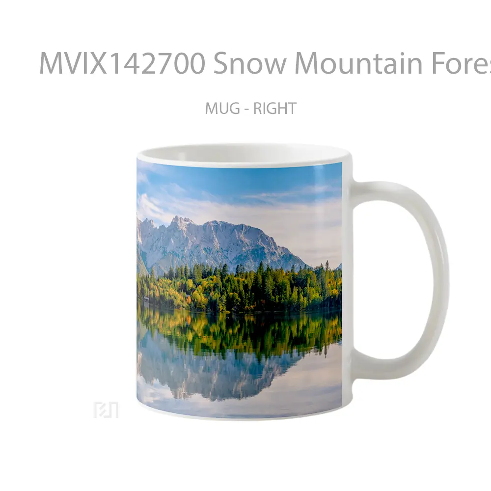Mug Snow Mountain Forest Nature Lake Reflection Scenery Gelas Pemandangan Alam - All-side / Desain