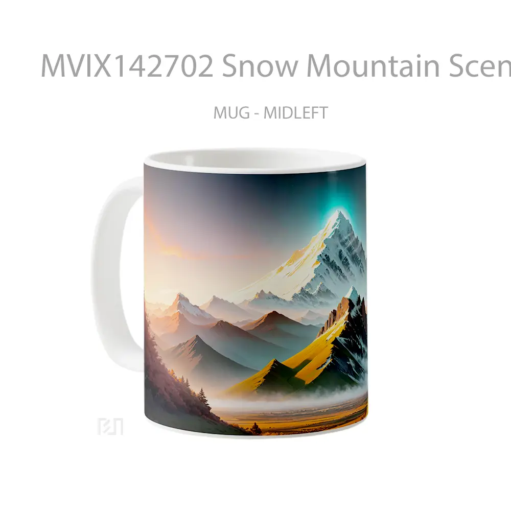 Mug Snow Mountain Scenery Digital Art Gelas Pemandangan Alam - All-side / Desain