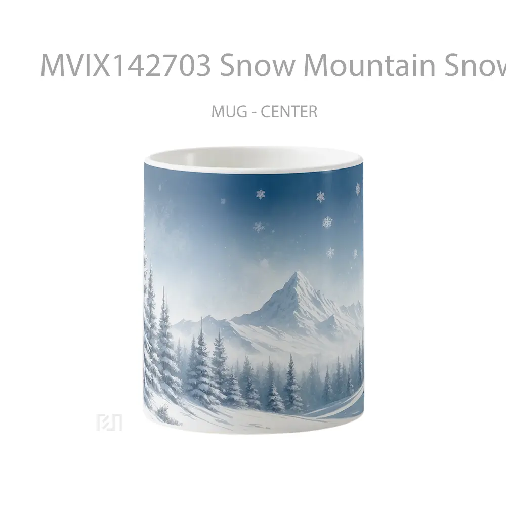 Mug Snow Mountain Snowflakes Forest Scenery Digital Art Gelas Pemandangan Alam