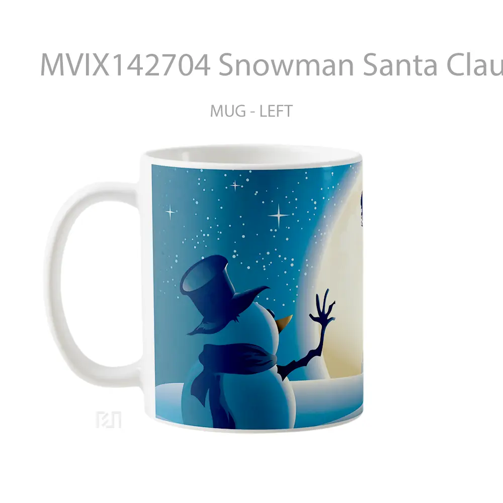 Mug Snowman Santa Claus Christmas Silhouette Gelas Keramik Unik - All-side / Desain