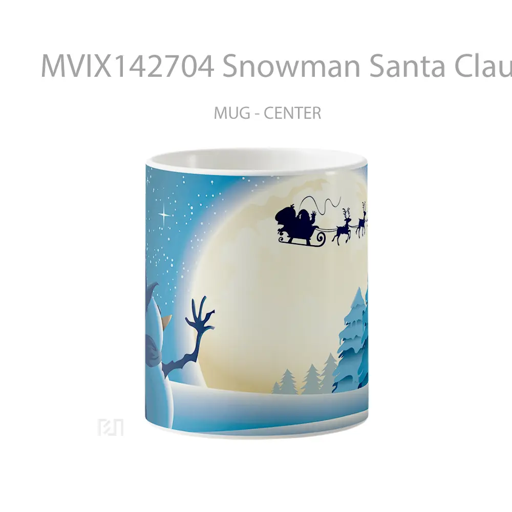 Mug Snowman Santa Claus Christmas Silhouette Gelas Keramik Unik