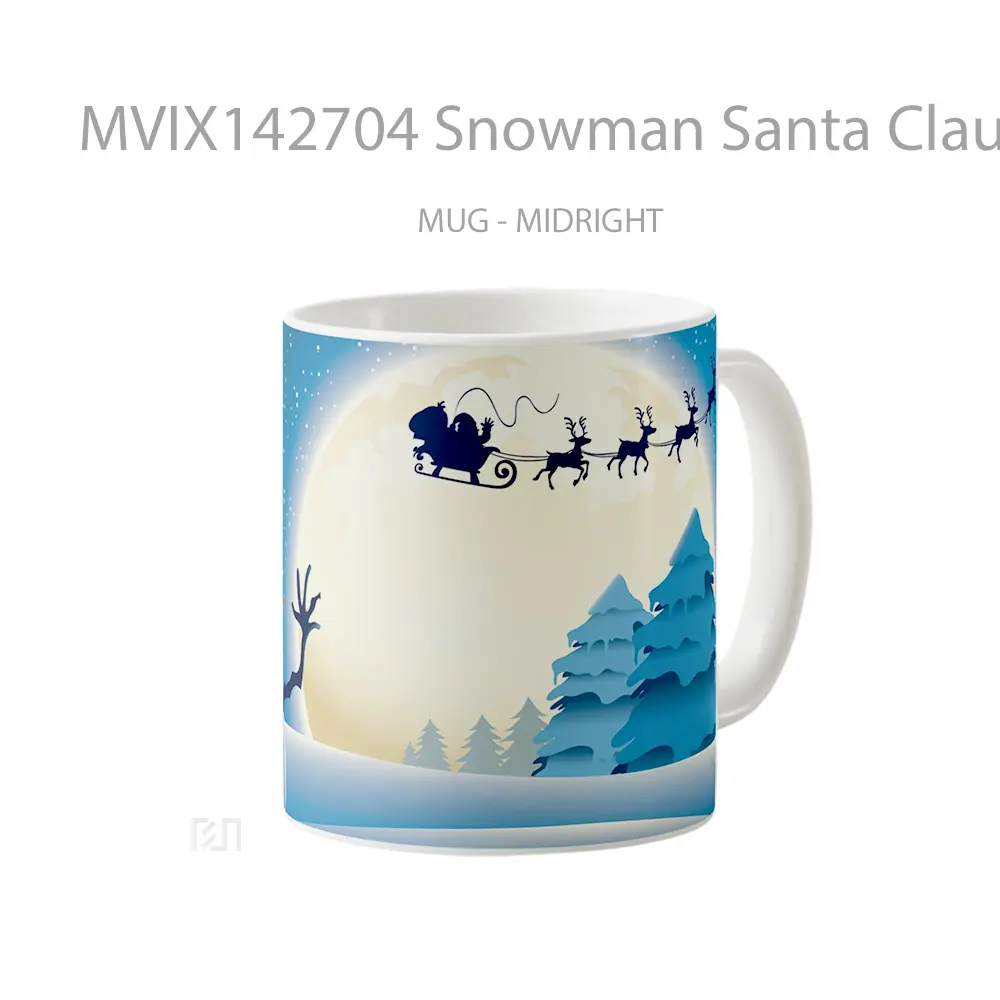 Mug Snowman Santa Claus Christmas Silhouette Gelas Keramik Unik - All-side / Desain