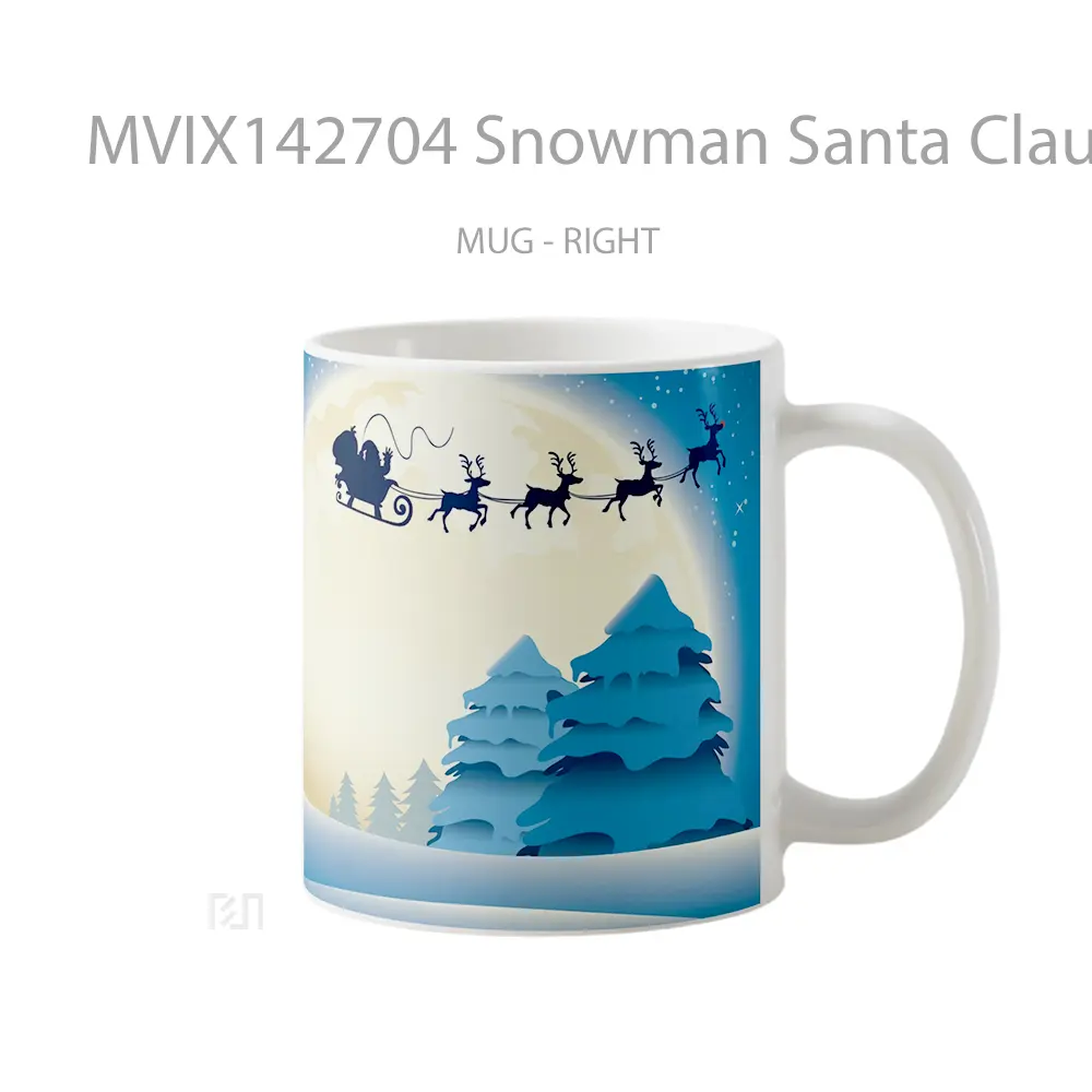 Mug Snowman Santa Claus Christmas Silhouette Gelas Keramik Unik - All-side / Desain