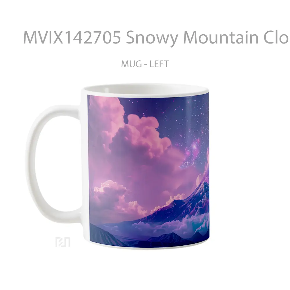Mug Snowy Mountain Clouds Stars Sky Scenery Gelas Pemandangan Alam - All-side / Desain