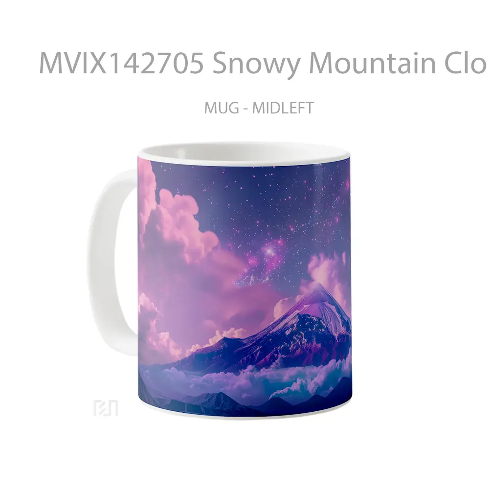 Mug Snowy Mountain Clouds Stars Sky Scenery Gelas Pemandangan Alam - All-side / Desain