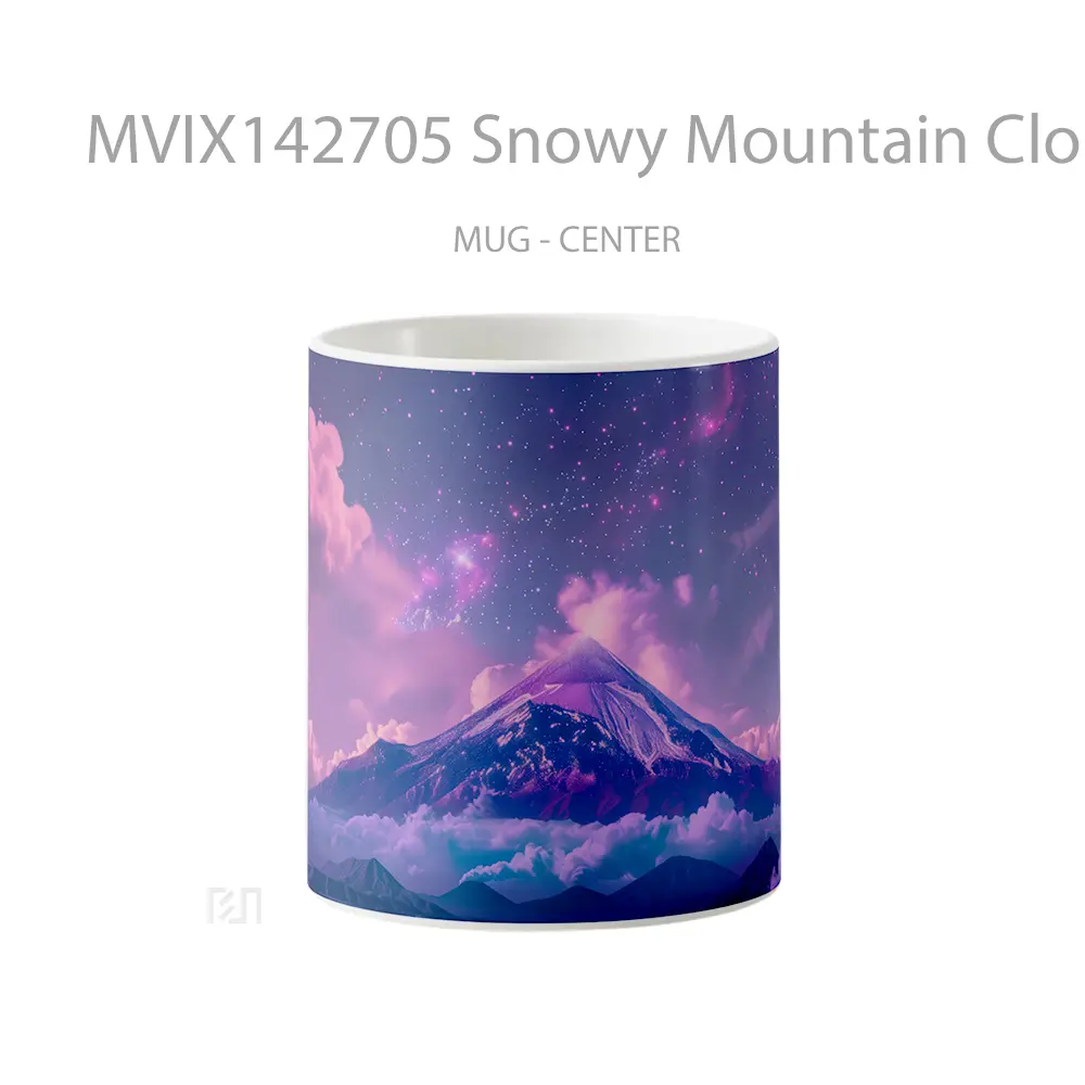 Mug Snowy Mountain Clouds Stars Sky Scenery Gelas Pemandangan Alam