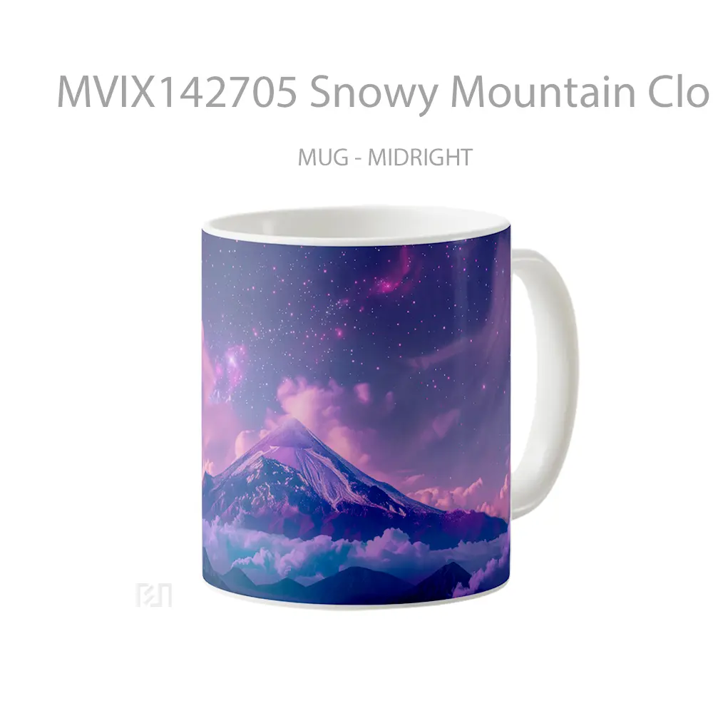 Mug Snowy Mountain Clouds Stars Sky Scenery Gelas Pemandangan Alam - All-side / Desain