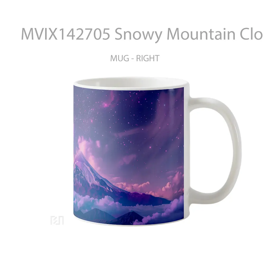 Mug Snowy Mountain Clouds Stars Sky Scenery Gelas Pemandangan Alam - All-side / Desain