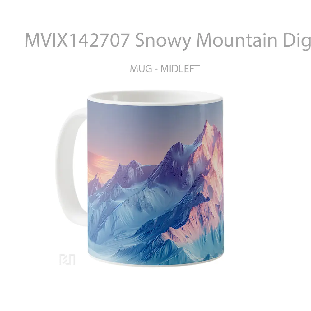 Mug Snowy Mountain Digital Art Scenery Gelas Pemandangan Alam - All-side / Desain
