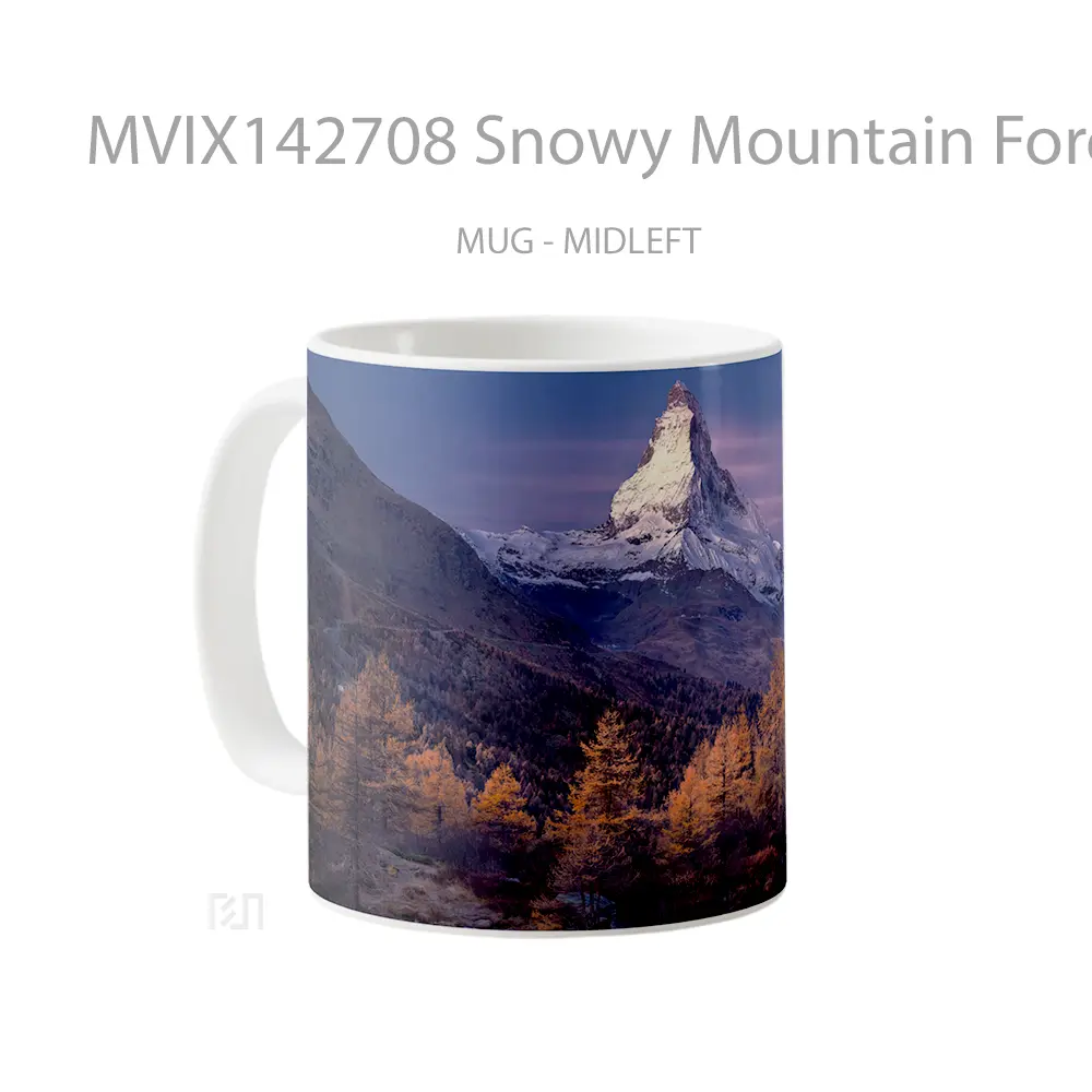 Mug Snowy Mountain Forest Nature Scenery Gelas Pemandangan Alam - All-side / Desain