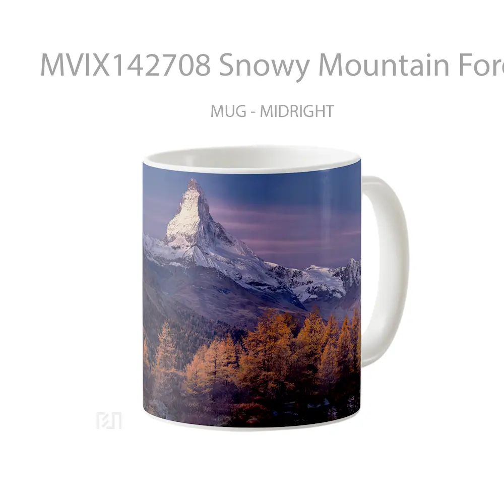 Mug Snowy Mountain Forest Nature Scenery Gelas Pemandangan Alam - All-side / Desain