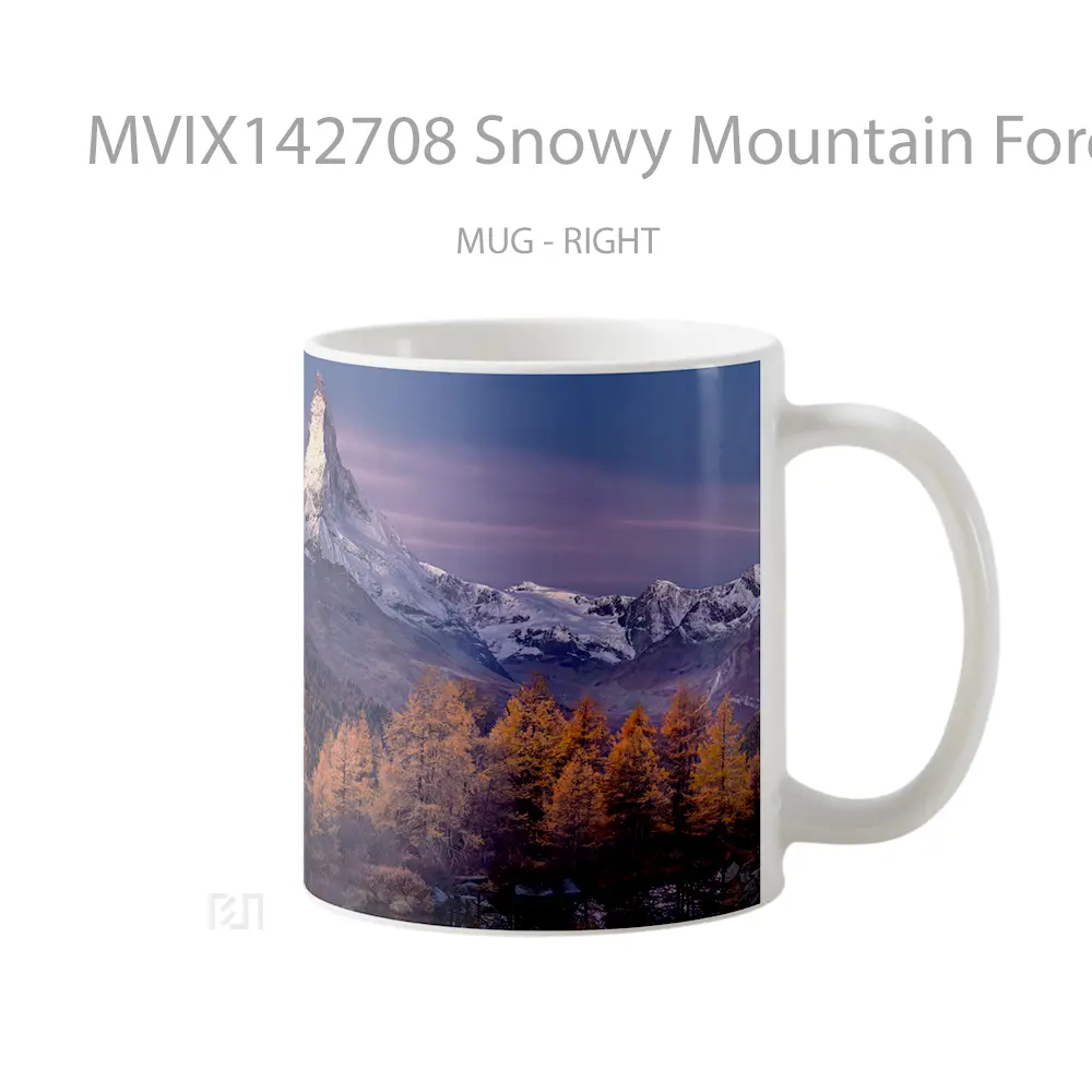 Mug Snowy Mountain Forest Nature Scenery Gelas Pemandangan Alam - All-side / Desain