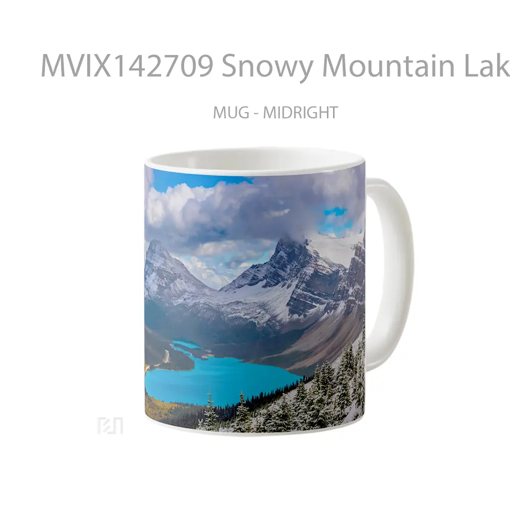 Mug Snowy Mountain Lake Nature Scenery Gelas Pemandangan Alam - All-side / Desain